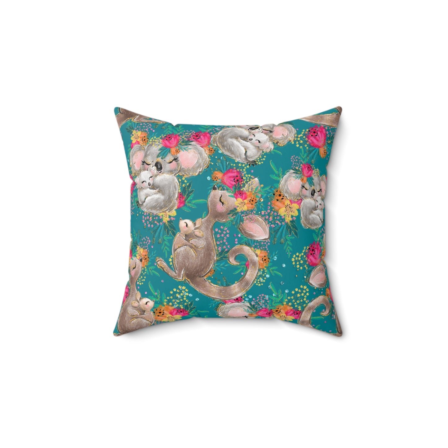 Spun Polyester Square Pillow, Australian Animals