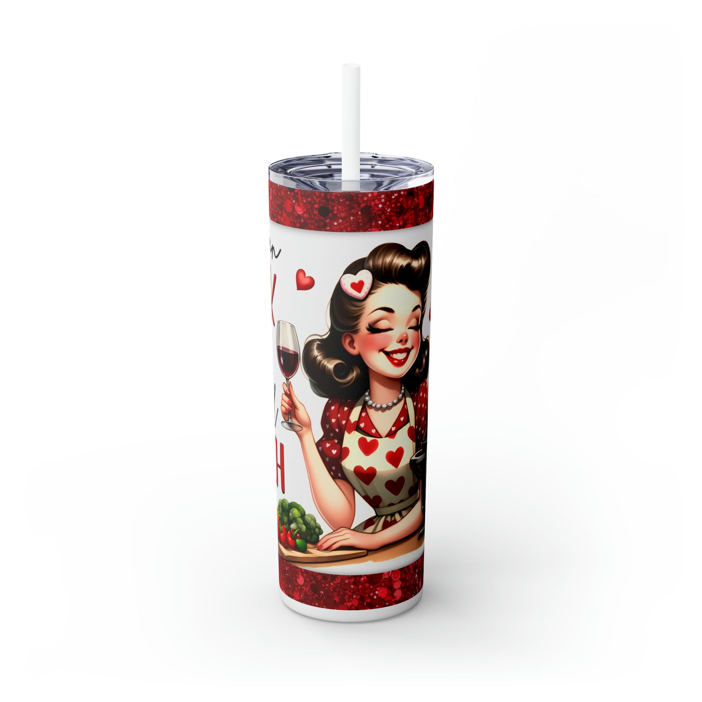 Skinny Tumbler with Straw, 20oz, Retro, You can Cook and I will Watch