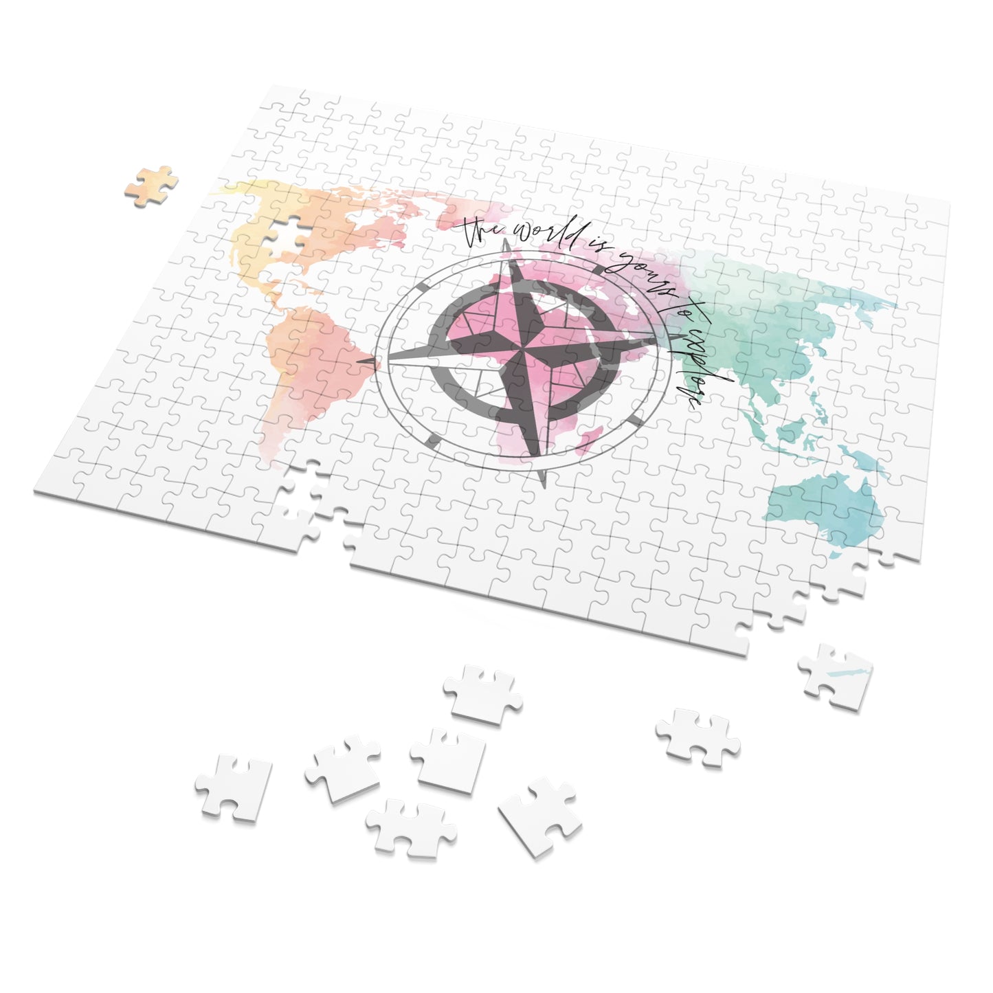 Puzzle, Travel, The world is yours to explore, Personalised/Non-Personalised (30, 110, 252, 500,1000-Piece) awd-634