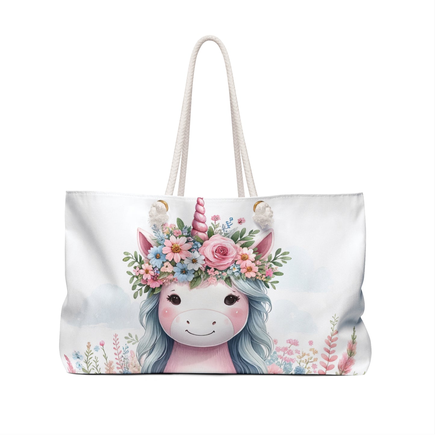 Personalised/Non-Personalised Weekender Bag, Unicorn, Large Weekender Bag, Beach Bag, Book Bag