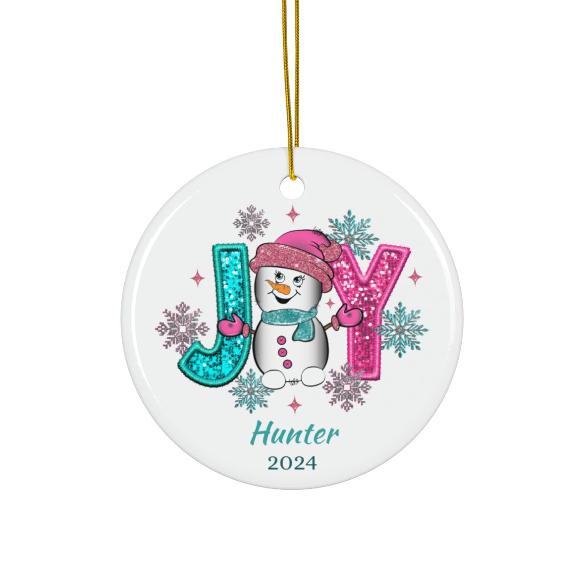 Joy Snowman Personalised Ceramic Ornaments