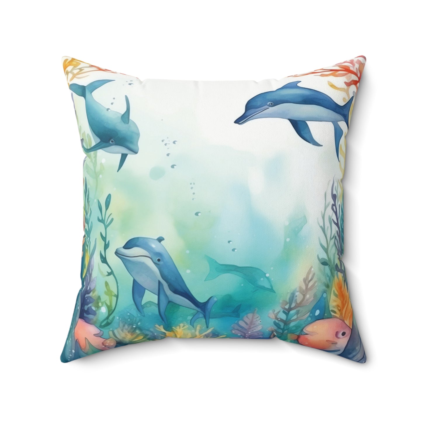 Nautical Polyester Square Cushion, Nautical cushion, Under the Sea