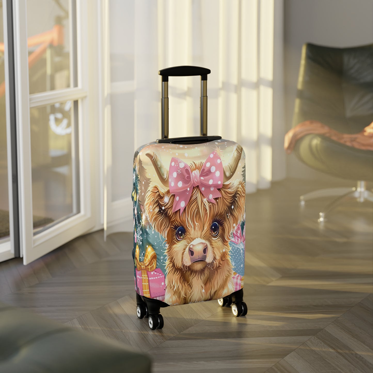 Luggage Cover, Christmas, Highland Cow, awd-3104