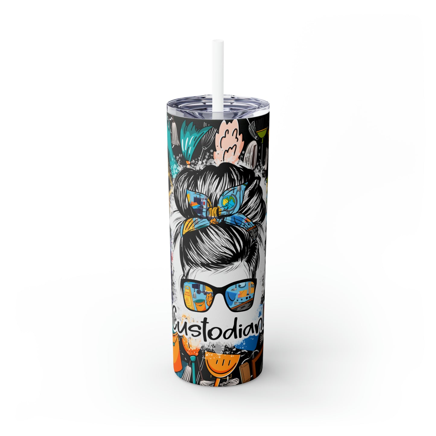 Skinny Tumbler with Straw, 20oz, Custodian Life