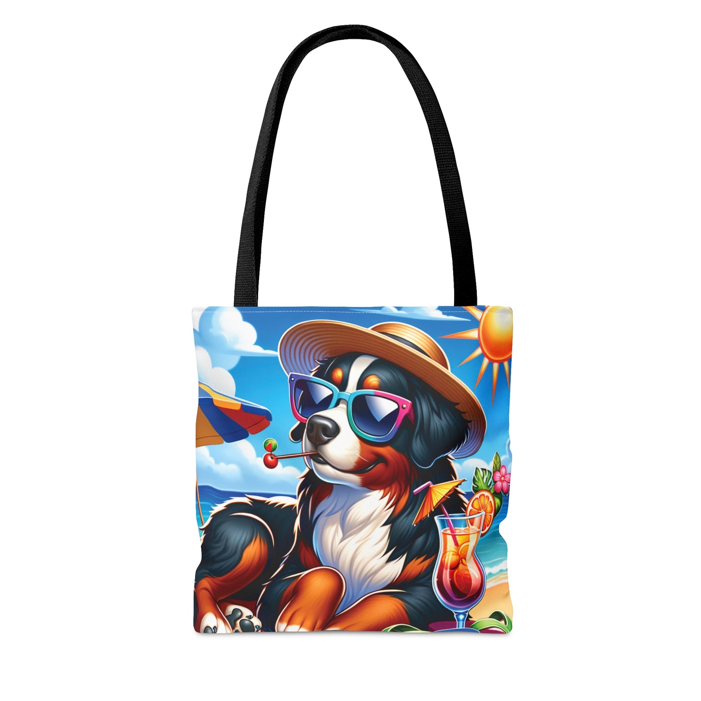 Tote Bag, Dog on Beach, Bernese Mountain, Tote bag, awd-1108