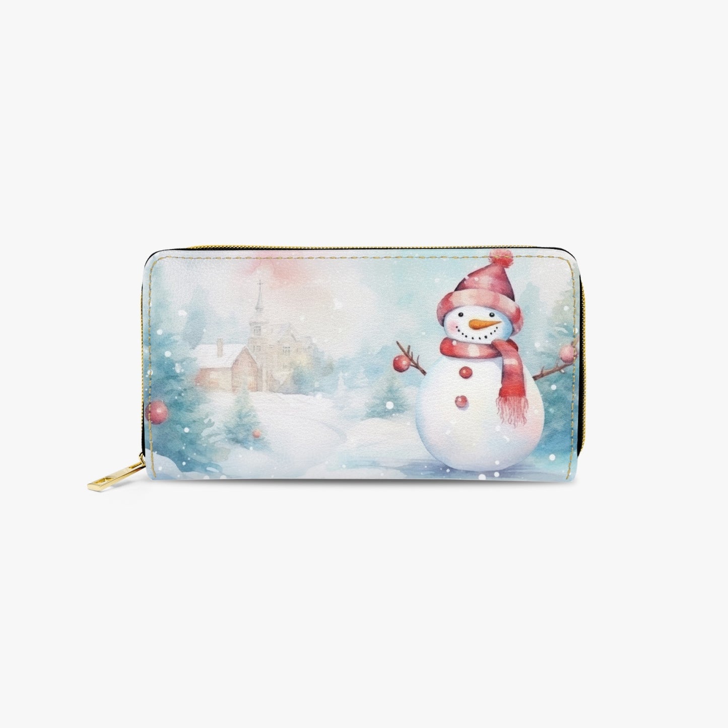 Long Type Zipper Purse, Christmas, Snowman, awd-554