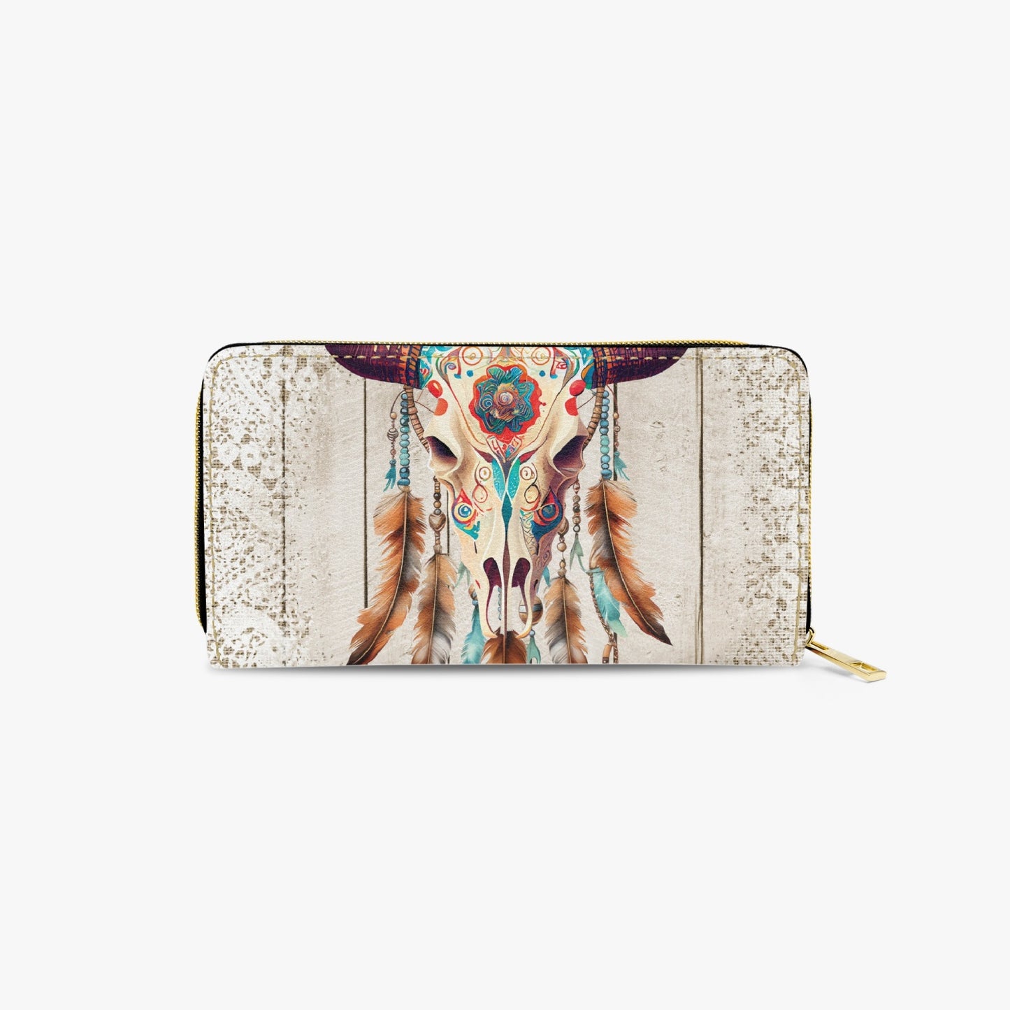 Long Type Zipper Purse - Western Boho Skull