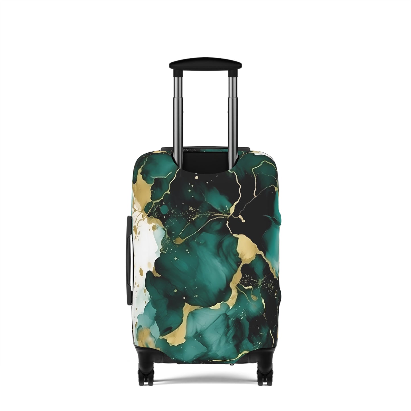 Luggage Cover, Alcohol Ink Green and Gold Floral