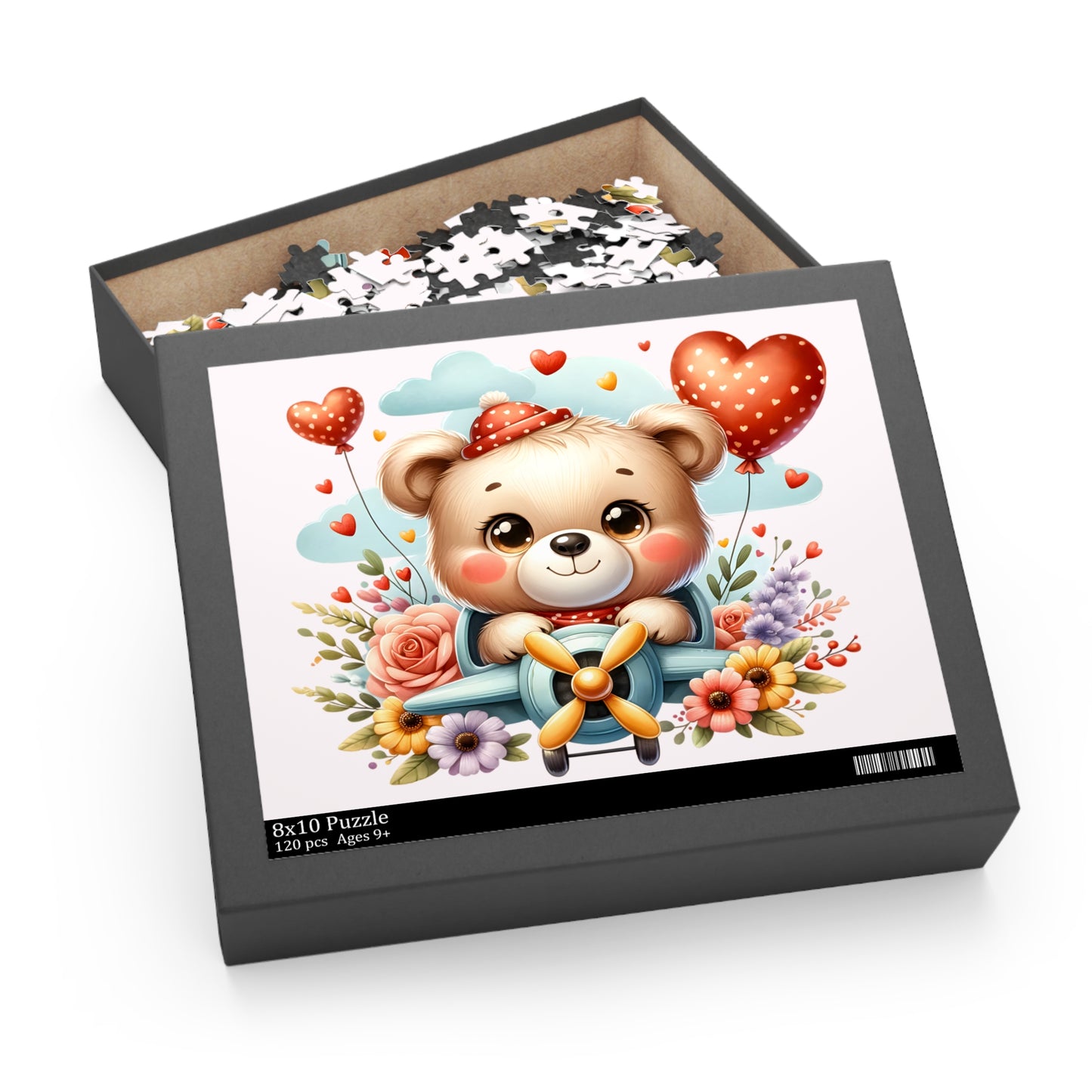 Personalised/Non-Personalised Puzzle, Bear in Plane (120, 252, 500-Piece)