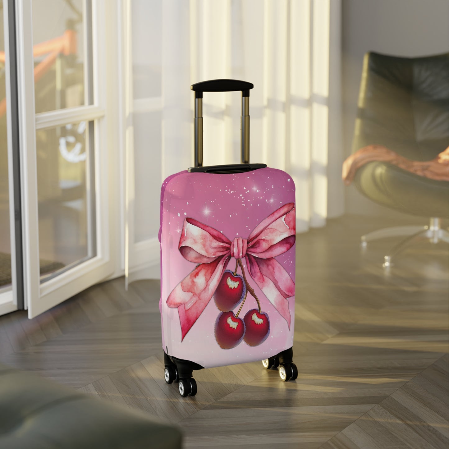 Luggage Cover, Rockabilly, Coquette, Cherries and Ribbon, awd-2514