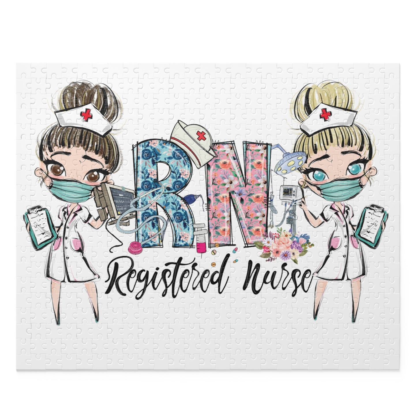 Puzzle, Nurse, RN Nurse, Registered Nurse Floral (120, 252, 500-Piece) awd-639
