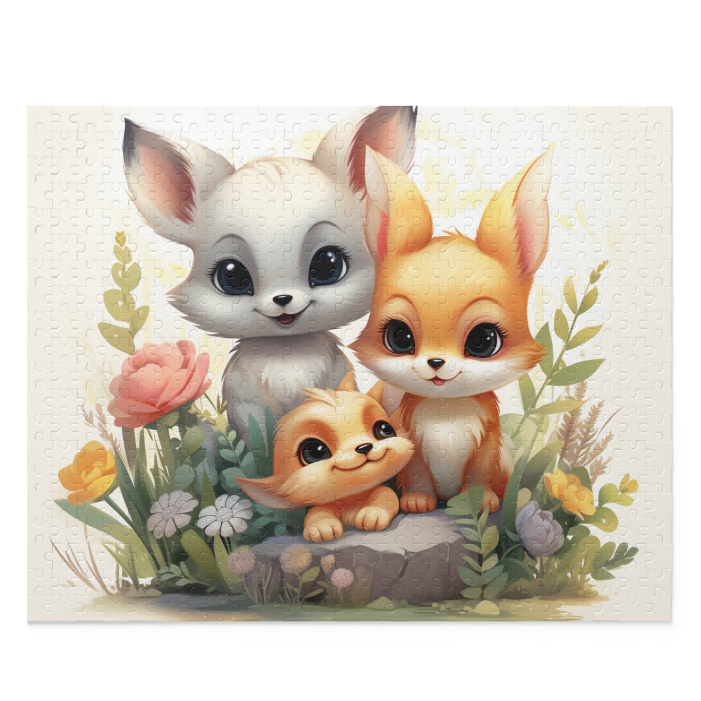 Personalised/Non-Personalised Puzzle, Fox Family (120, 252, 500-Piece)