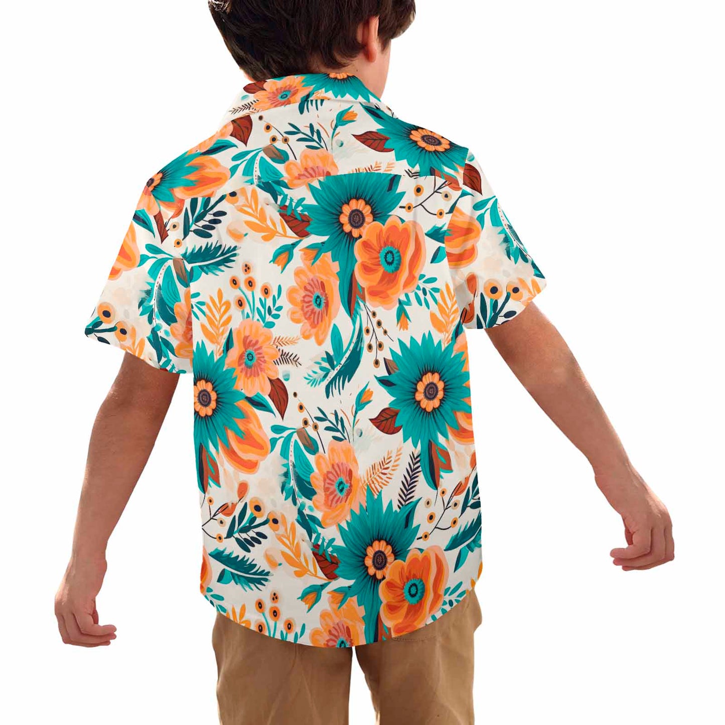 Boho Retro Floral  Little Boys Hawaiian Shirt