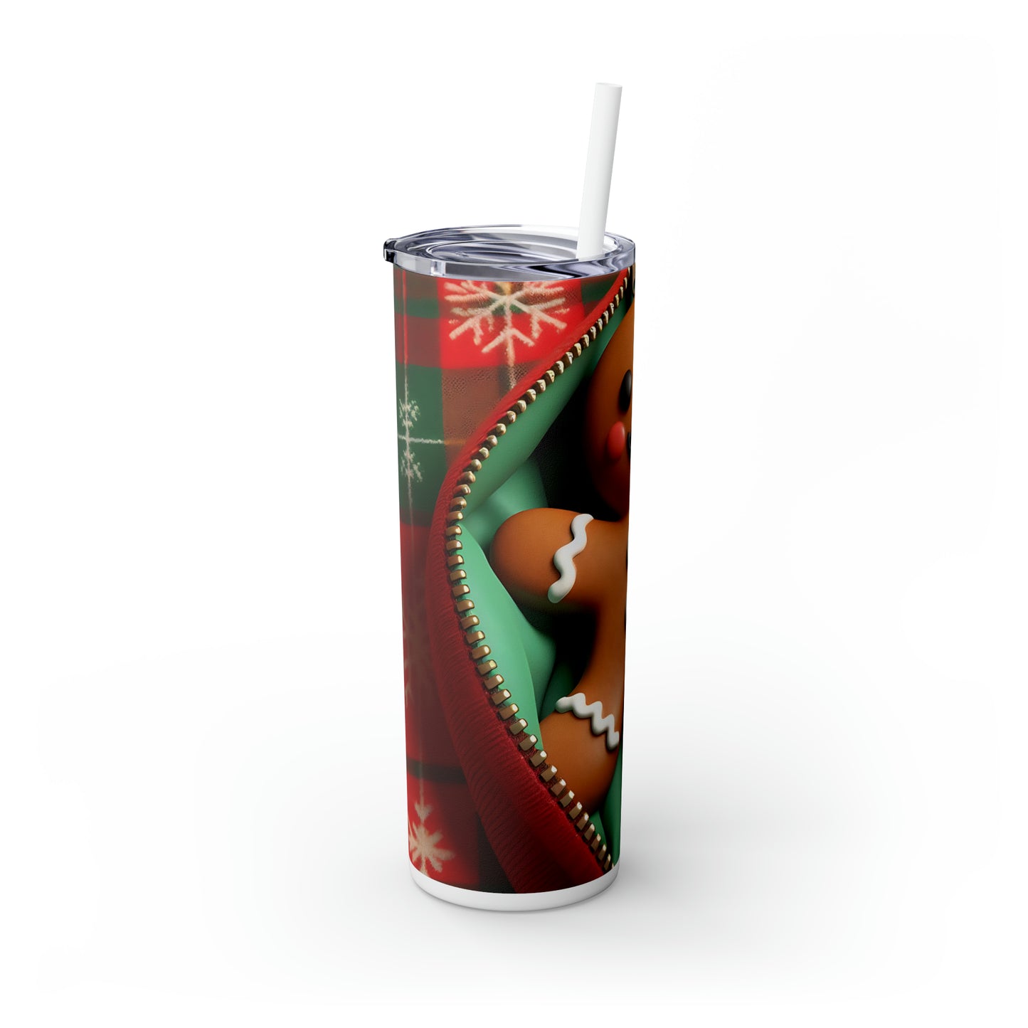 Skinny Tumbler with Straw, 20oz, Gingerbread Man, awd-846