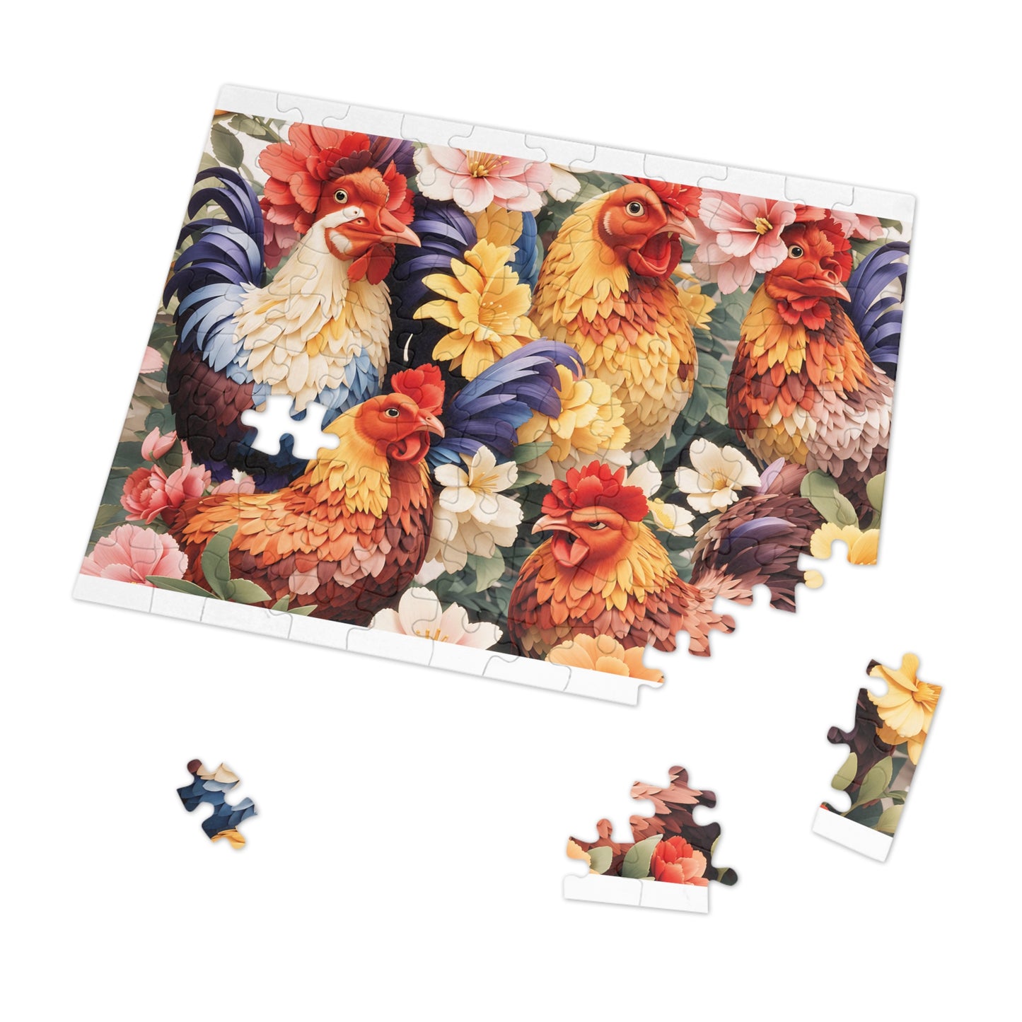 Jigsaw Puzzle, Chickens/Rooster, Personalised/Non-Personalised (30, 110, 252, 500,1000-Piece)