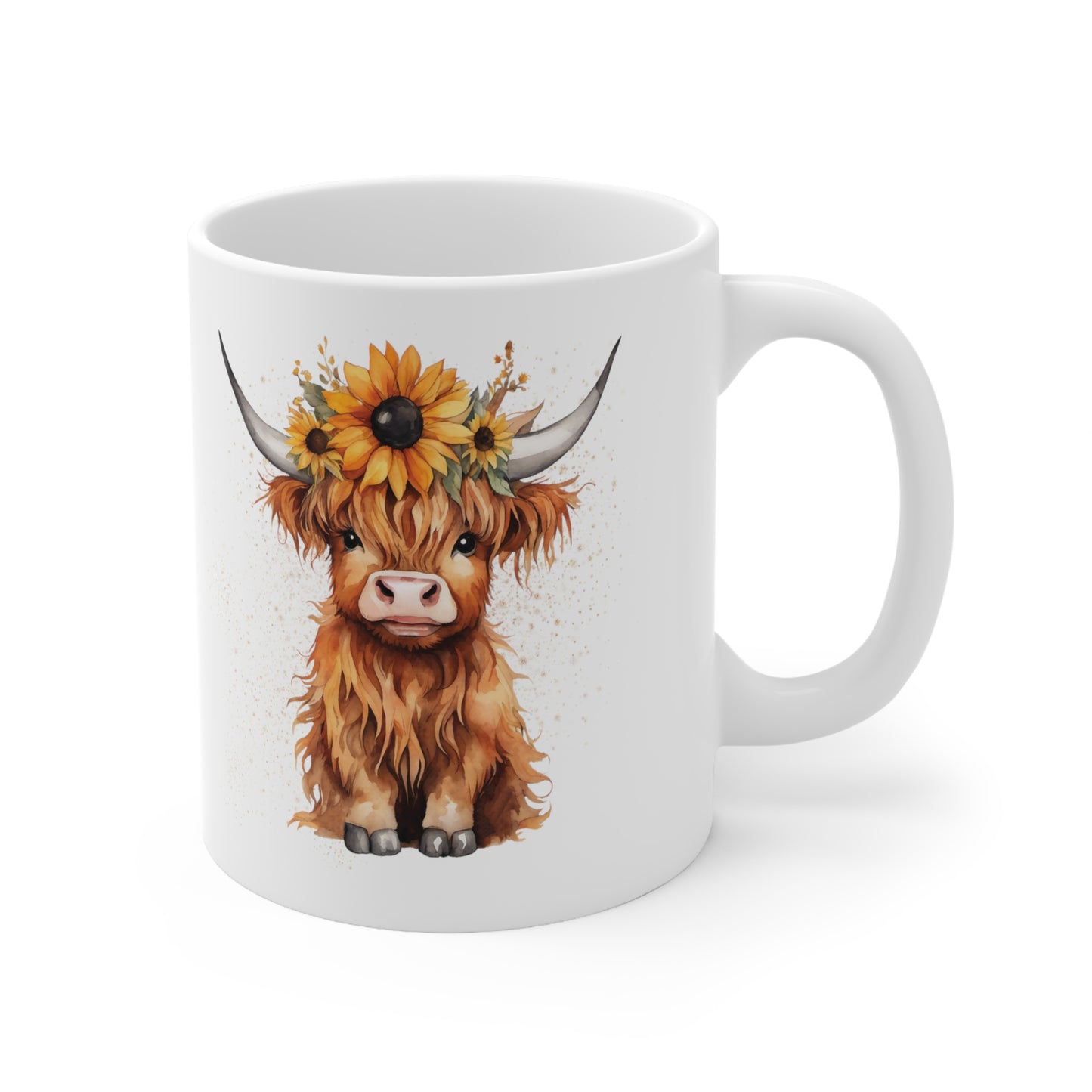 Personalised/Non Personalised Highland Cow, Ceramic Mug 11oz, Highland Cow Mug