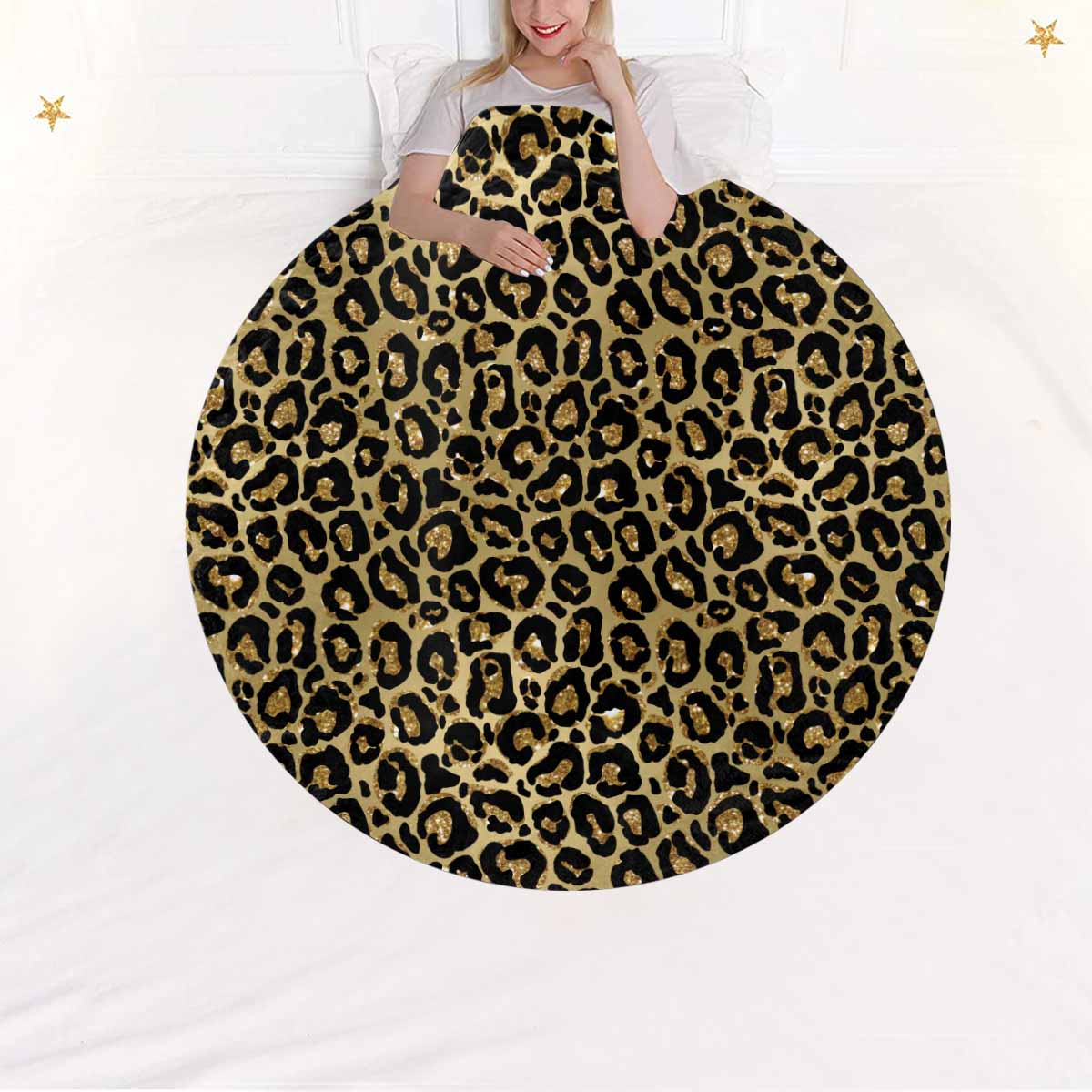 Animal print 4  Circular Micro Fleece Blanket 60"