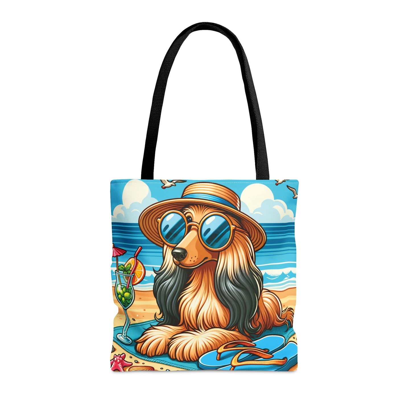 Tote Bag, Dog on Beach, Afghan Hound, Tote bag, awd-1118