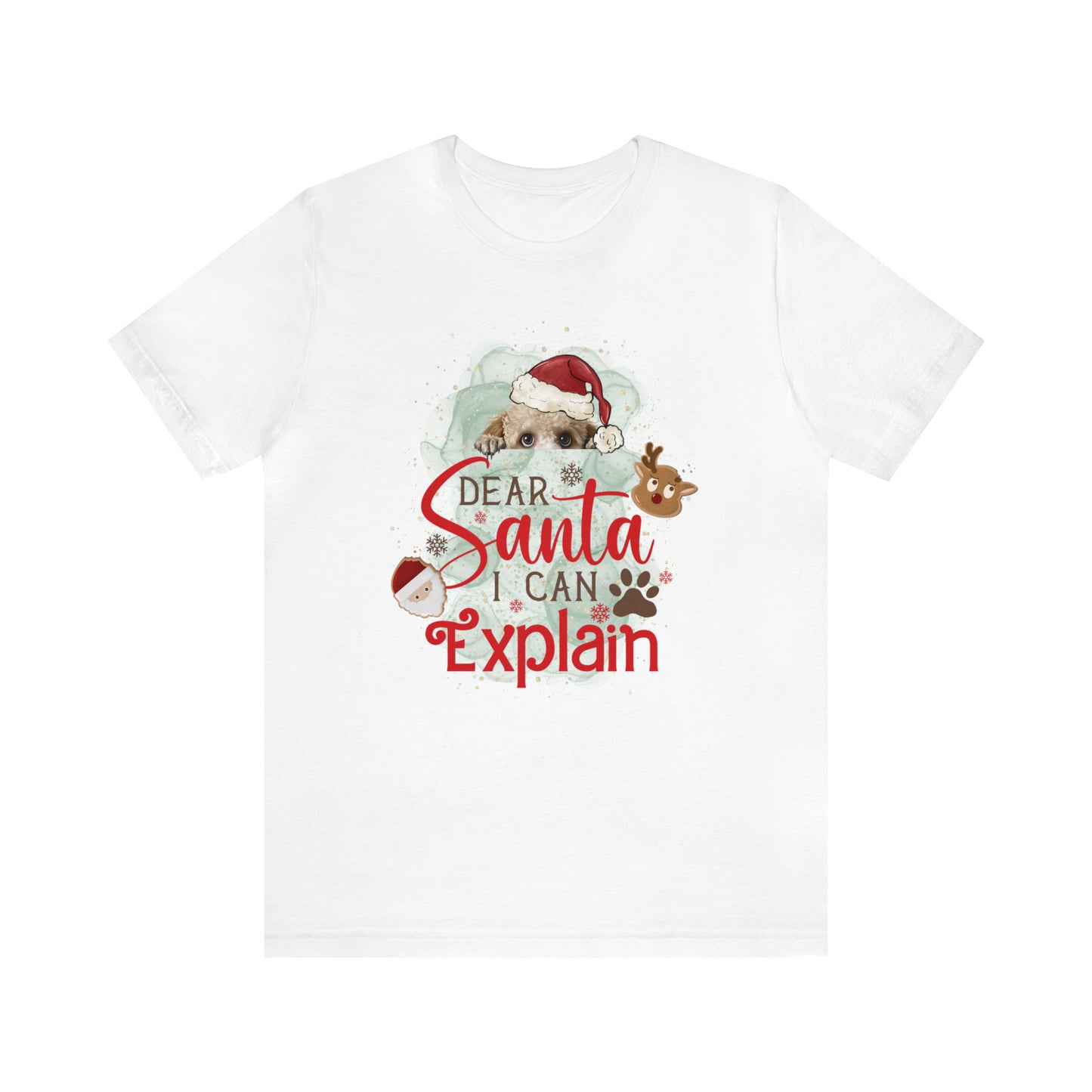 Unisex Jersey Short Sleeve Tee, Dog Paws, Dear Santa I Can Explain, Dear Santa Tee, Christmas Tee, Super Soft 9 Sizes