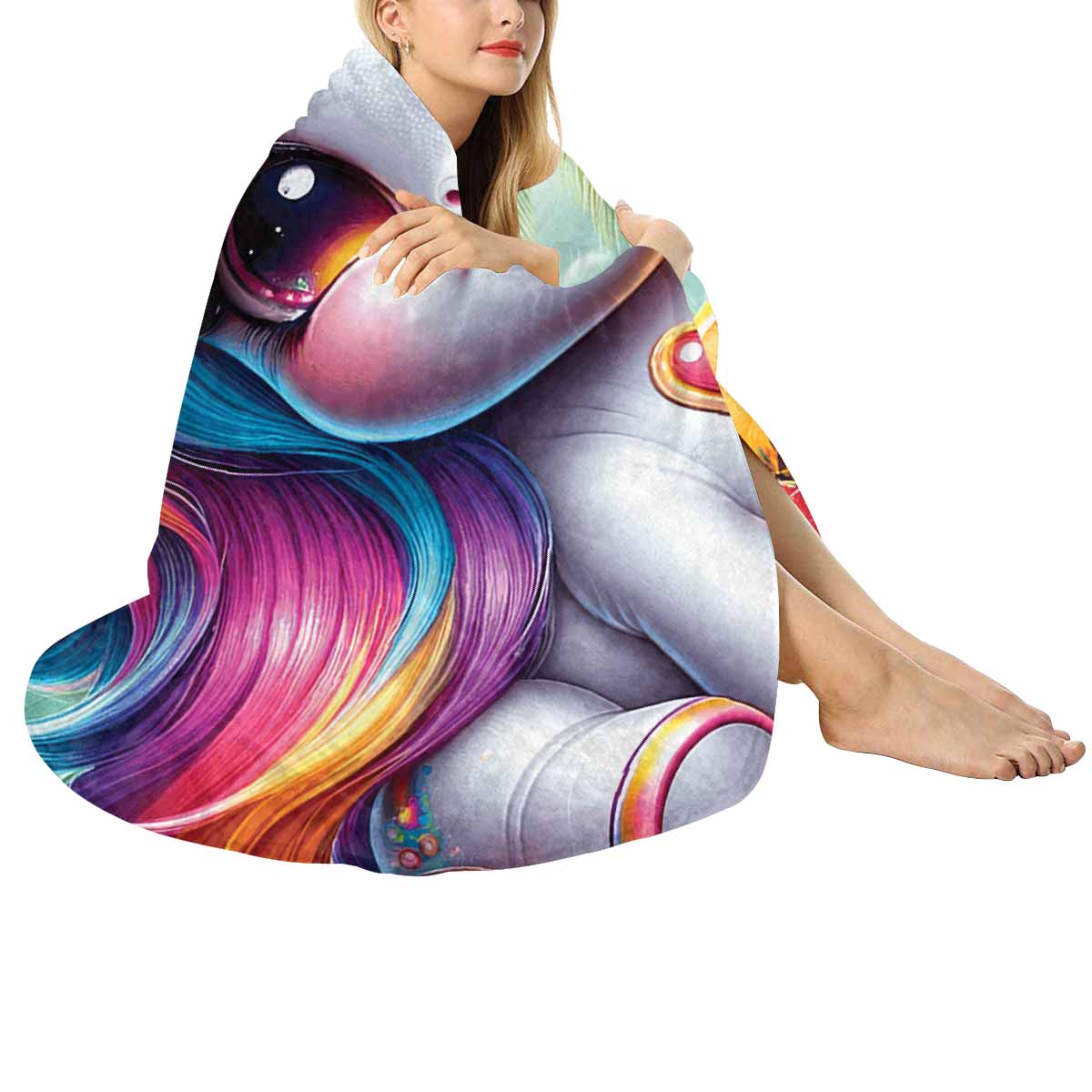 Unicorn_Awd35121  Circular Micro Fleece Blanket 47"