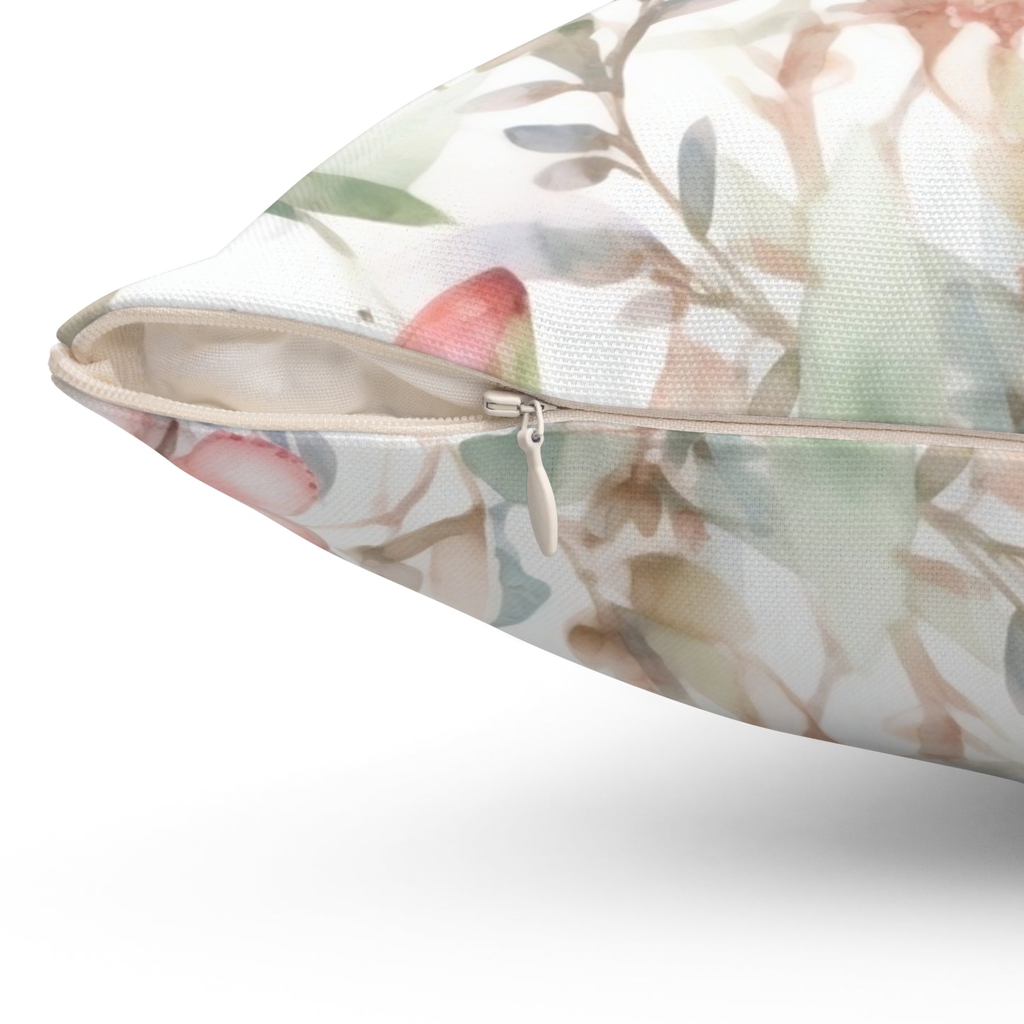 Spun Polyester Square Pillow, Butterfly Floral Cushion