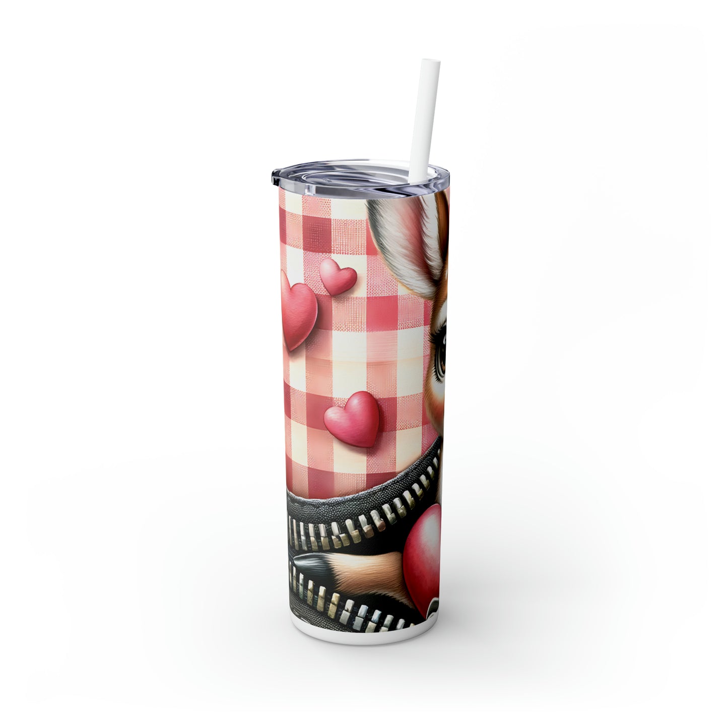 Skinny Tumbler with Straw, 20oz, Deer, Valentines Day, awd-802