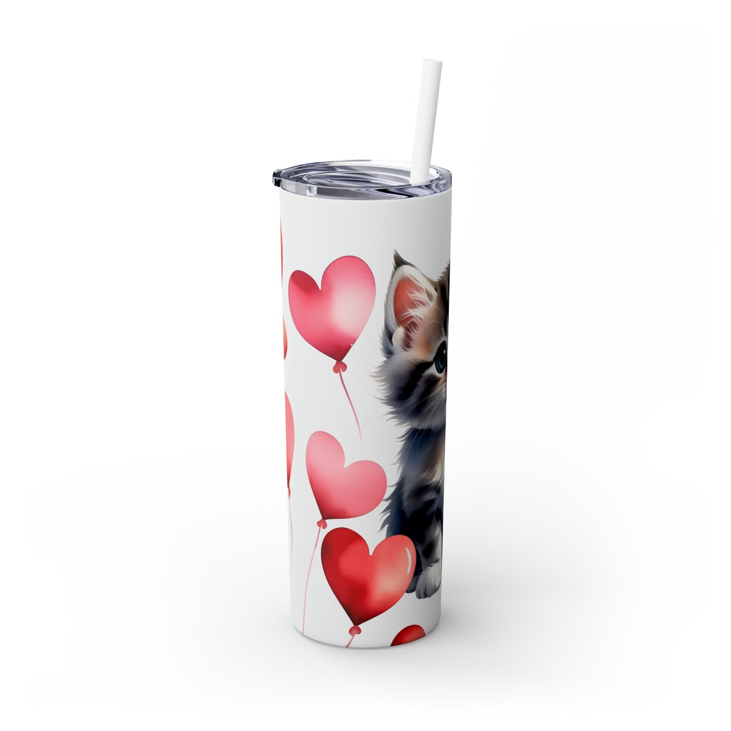 Skinny Tumbler with Straw, 20oz, Cat