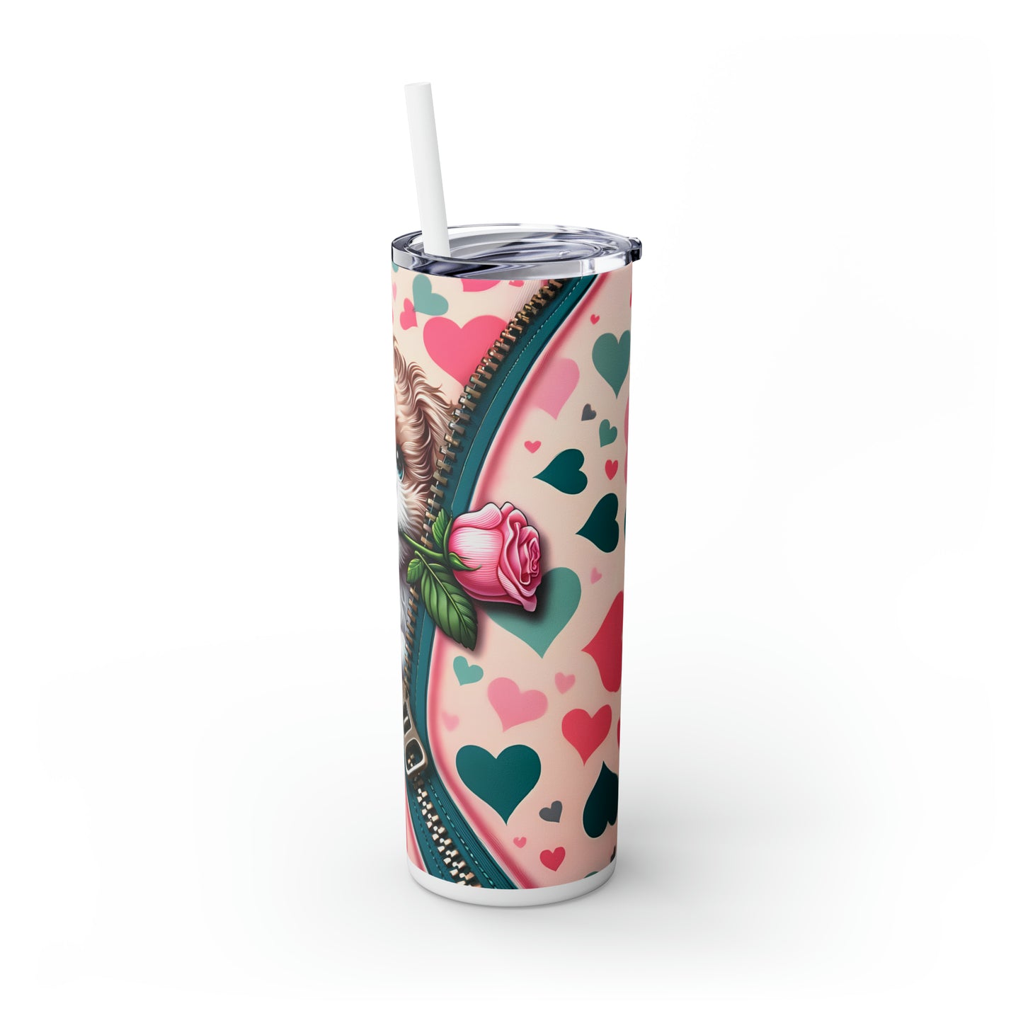 Skinny Tumbler with Straw, 20oz, Dog, Valentines Day, awd-868