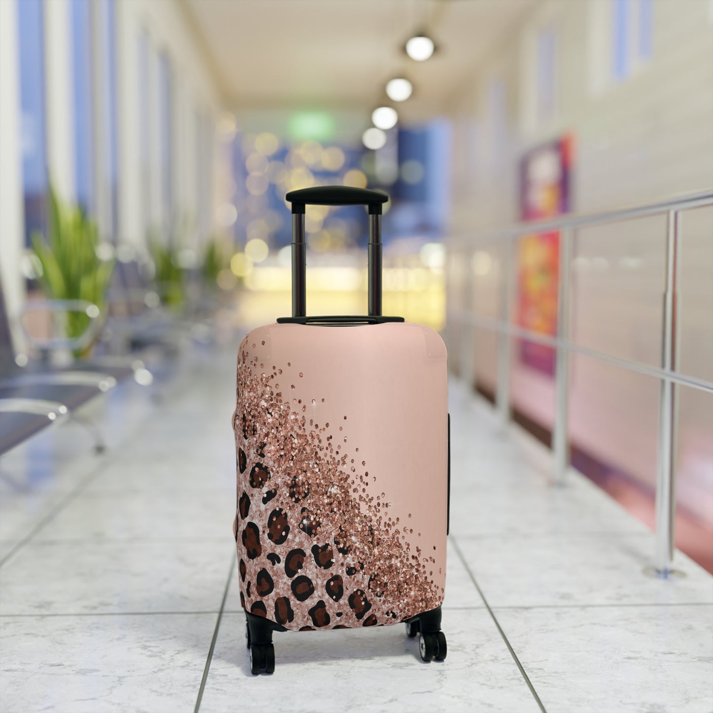 Luggage Cover, Leopard Print, Rose Gold, awd-1659