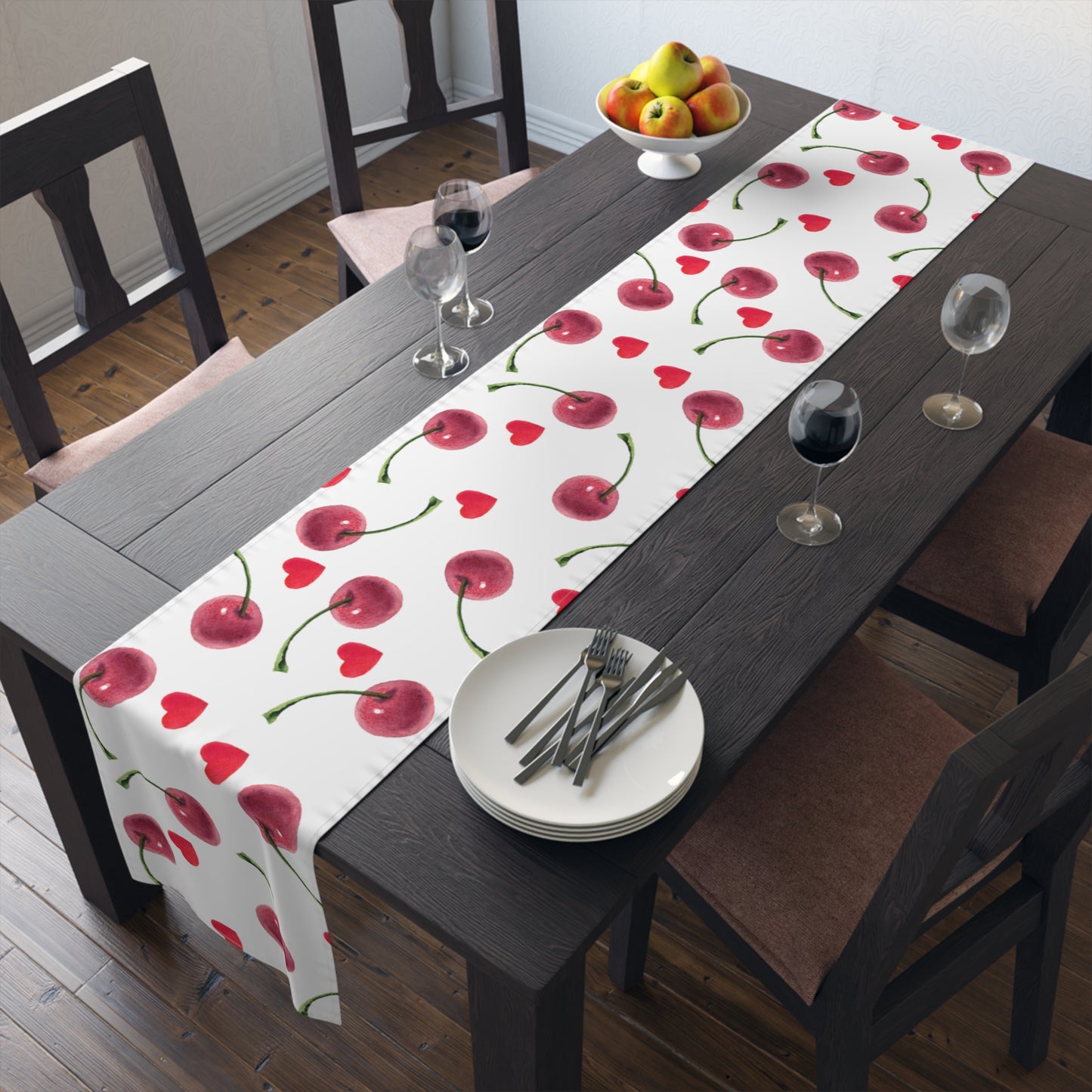 Cherries Table Runner, Cotton Twill and Poly Available