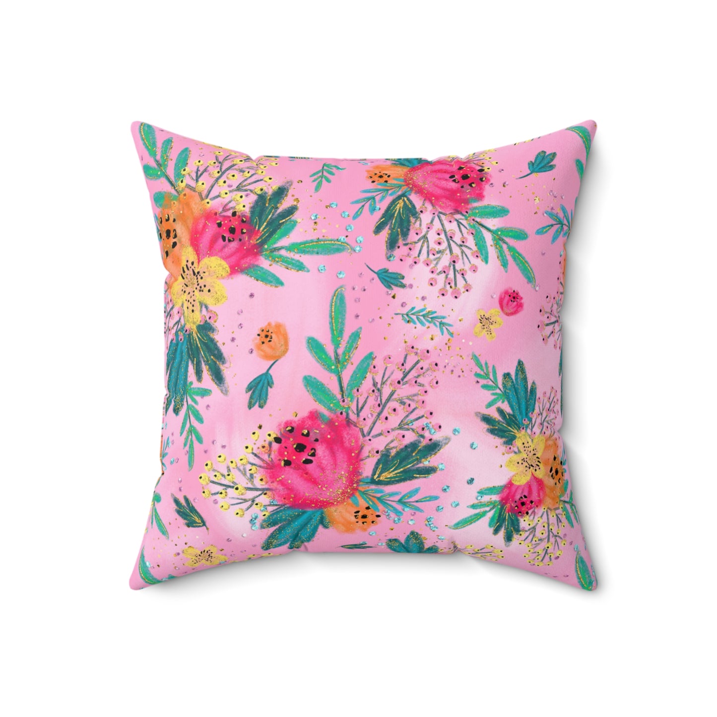 Spun Polyester Square Pillow, Australian Floral Cushion