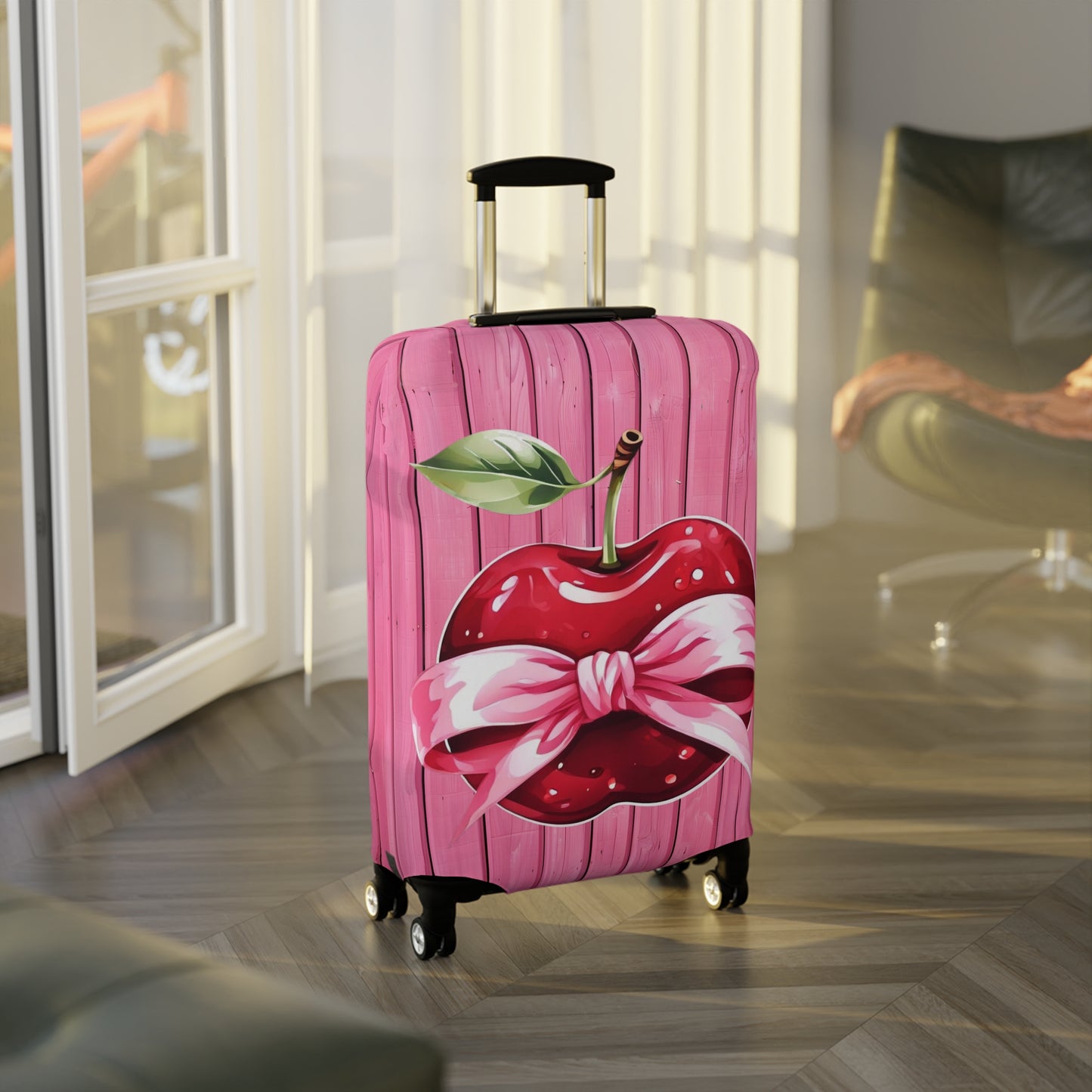 Luggage Cover, Rockabilly, Coquette, Pink Timber, Apple and Ribbon, awd-2526