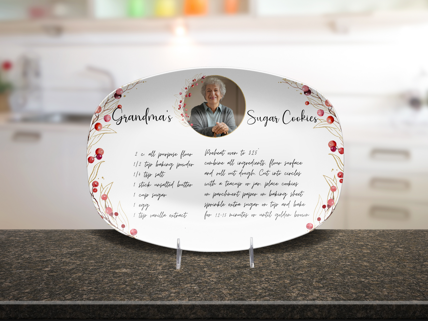 Personalised Handwritten Family Recipe Heirloom with Photo Plate/Platter