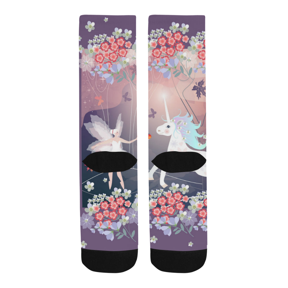 Beautiful fairy and white unicorn Trouser Socks