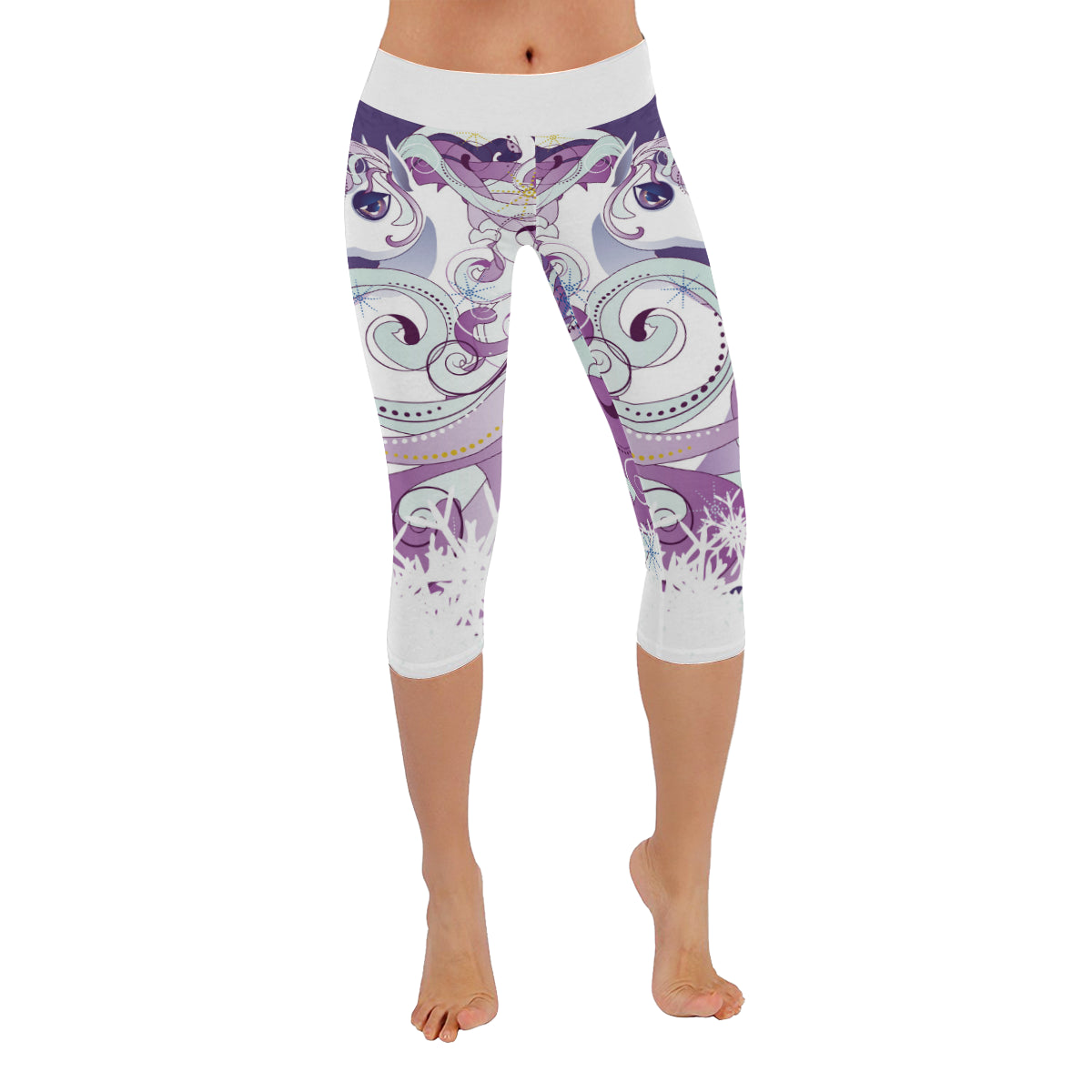 unicorn Women's Low Rise Capri Leggings (Invisible Stitch)