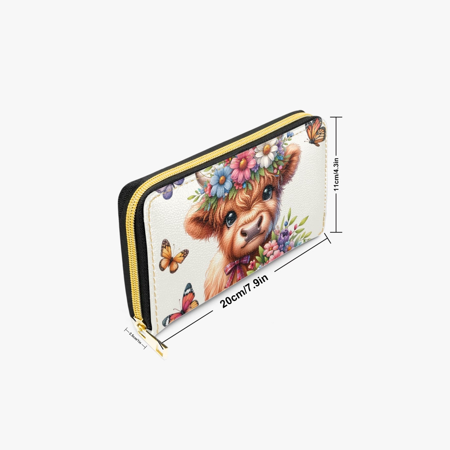 Long Type Zipper Purse - Highland Cow