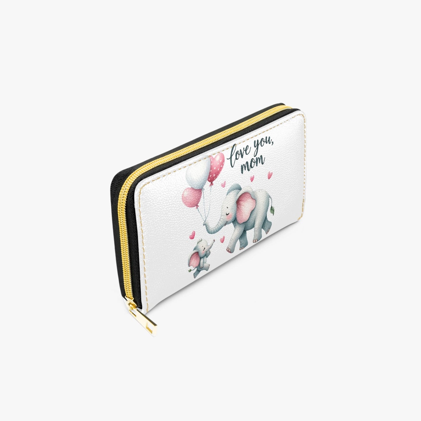 Long Type Zipper Purse - Elephant, Love You Mom