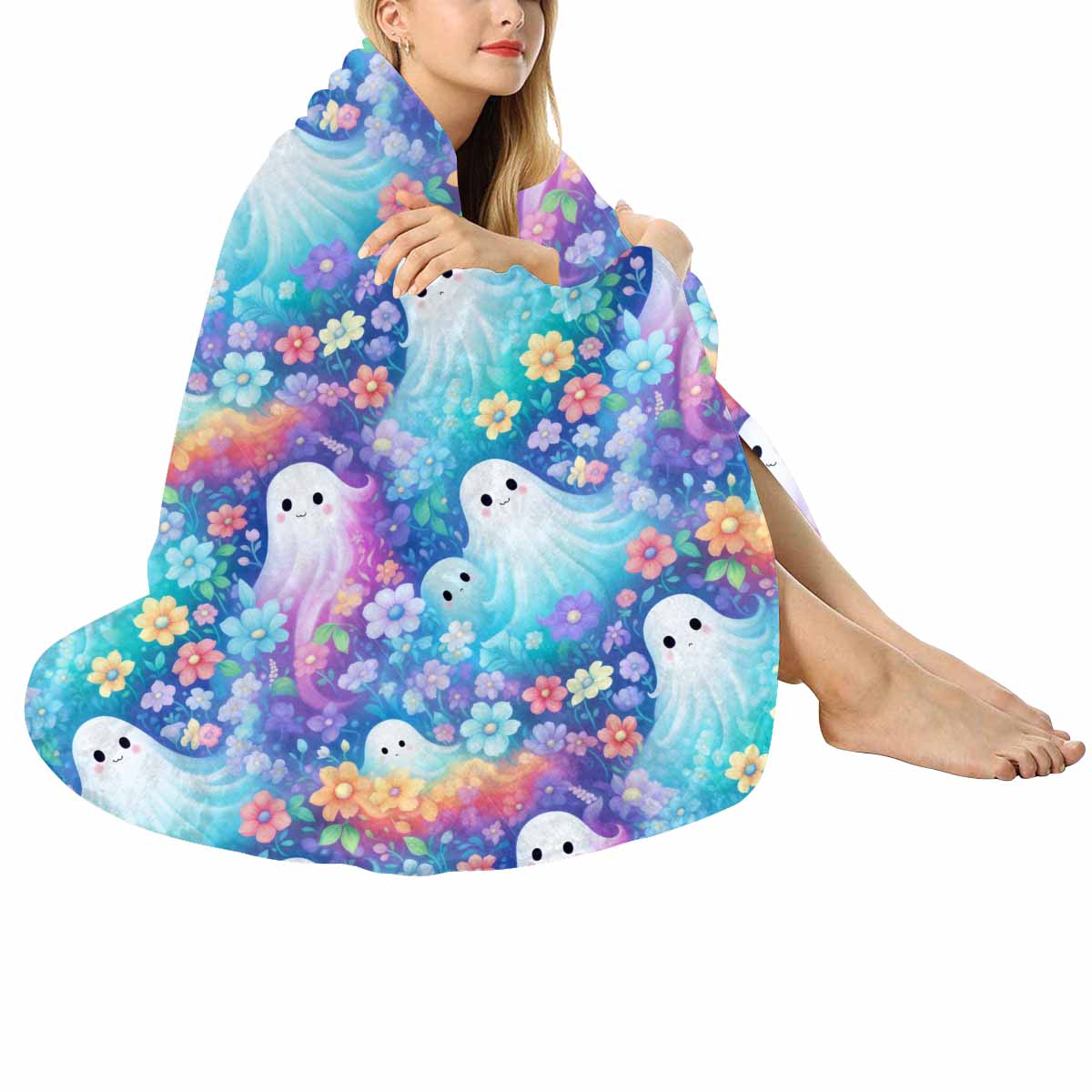 Pastel Halloween  Circular Micro Fleece Blanket 47"