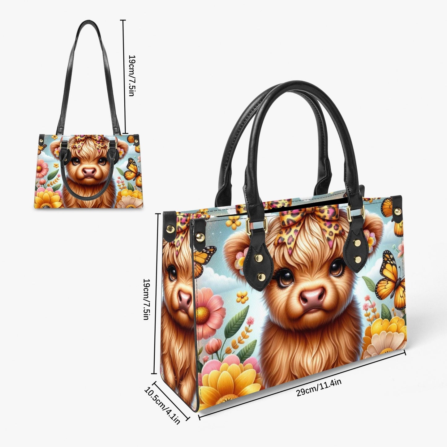 Women's Tote Bag - Long Strap - Highland Cow