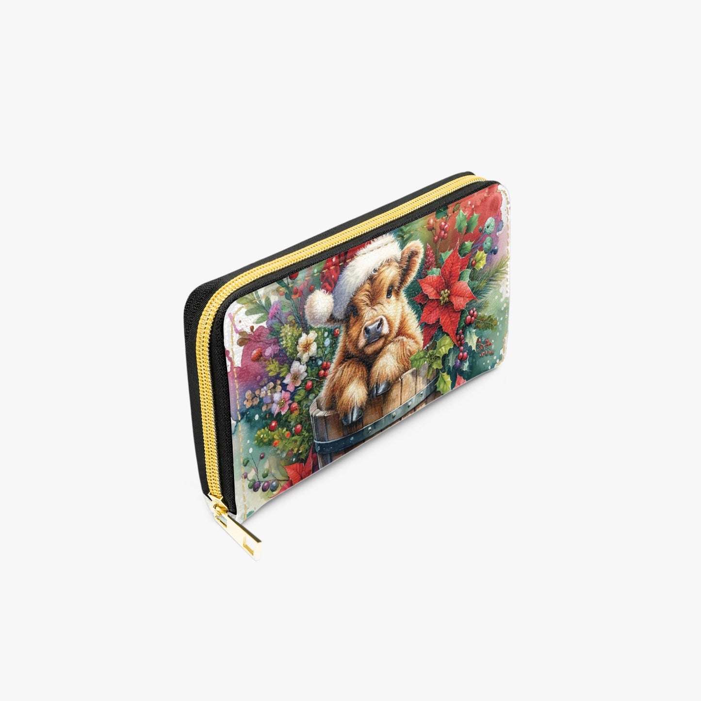 Long Type Zipper Purse - Christmas, Highland Cow