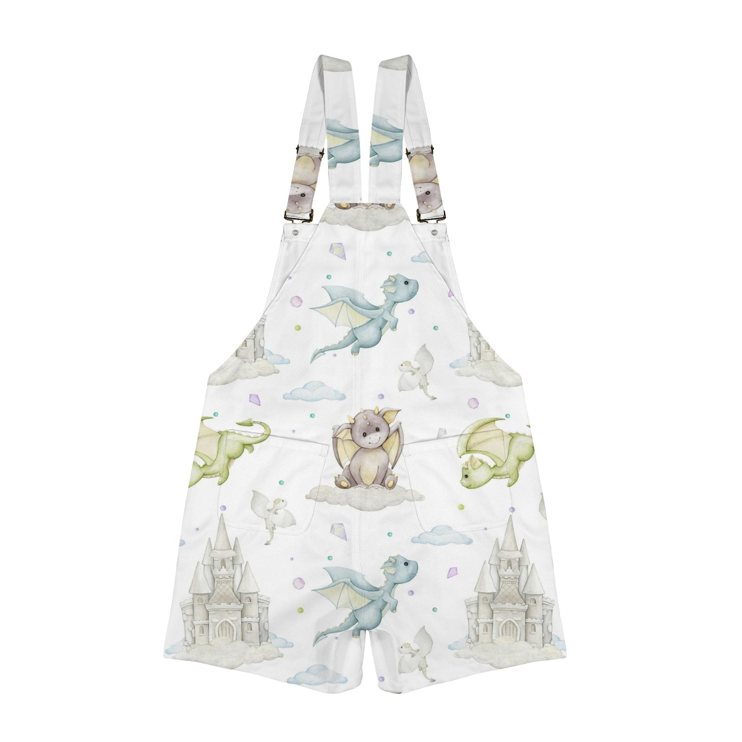 Whimsical Dragons Emerson Easy-Wear Jumpsuit Unisex Shorts Suspender Jumpsuit