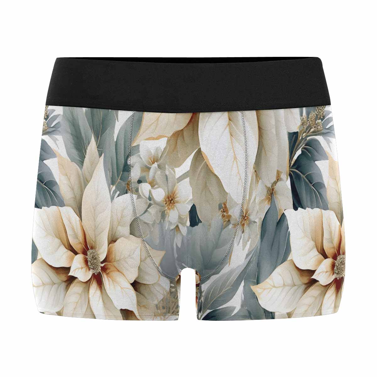 Cream Poinsettia AUS Men's Boxer Briefs (Made In AUS)