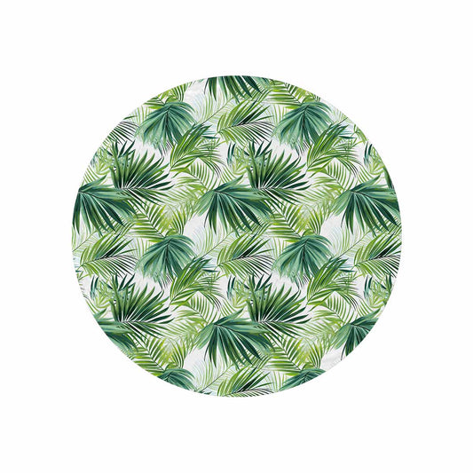 Green Palm Leaves  Circular Micro Fleece Blanket 47"