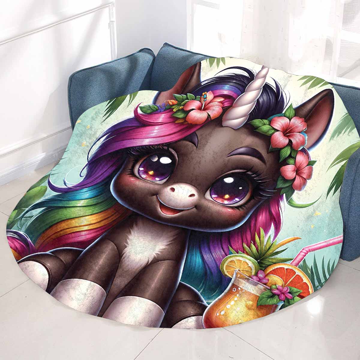 Unicorn_Awd35135  Circular Micro Fleece Blanket 60"