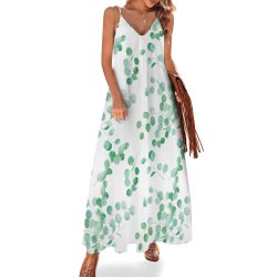 Australian Floral Eucalyptus Spaghetti Strap Ankle-Length Dress Long dress