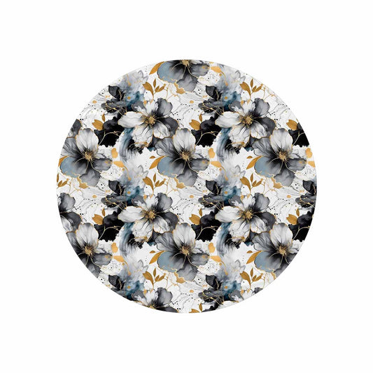 Black White and Gold  Circular Micro Fleece Blanket 47"