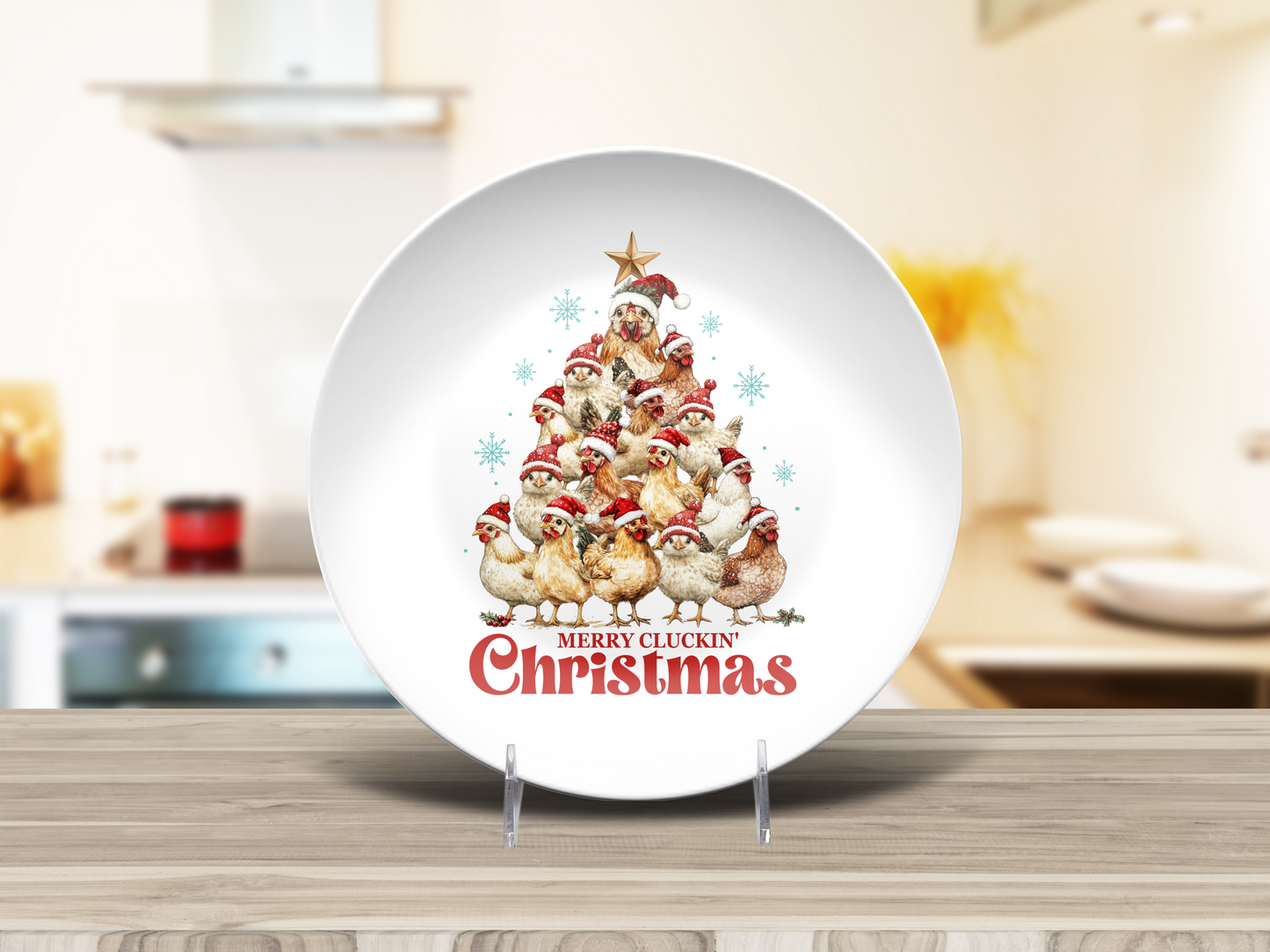 Merry Cluckin' Christmas Personalised Plate