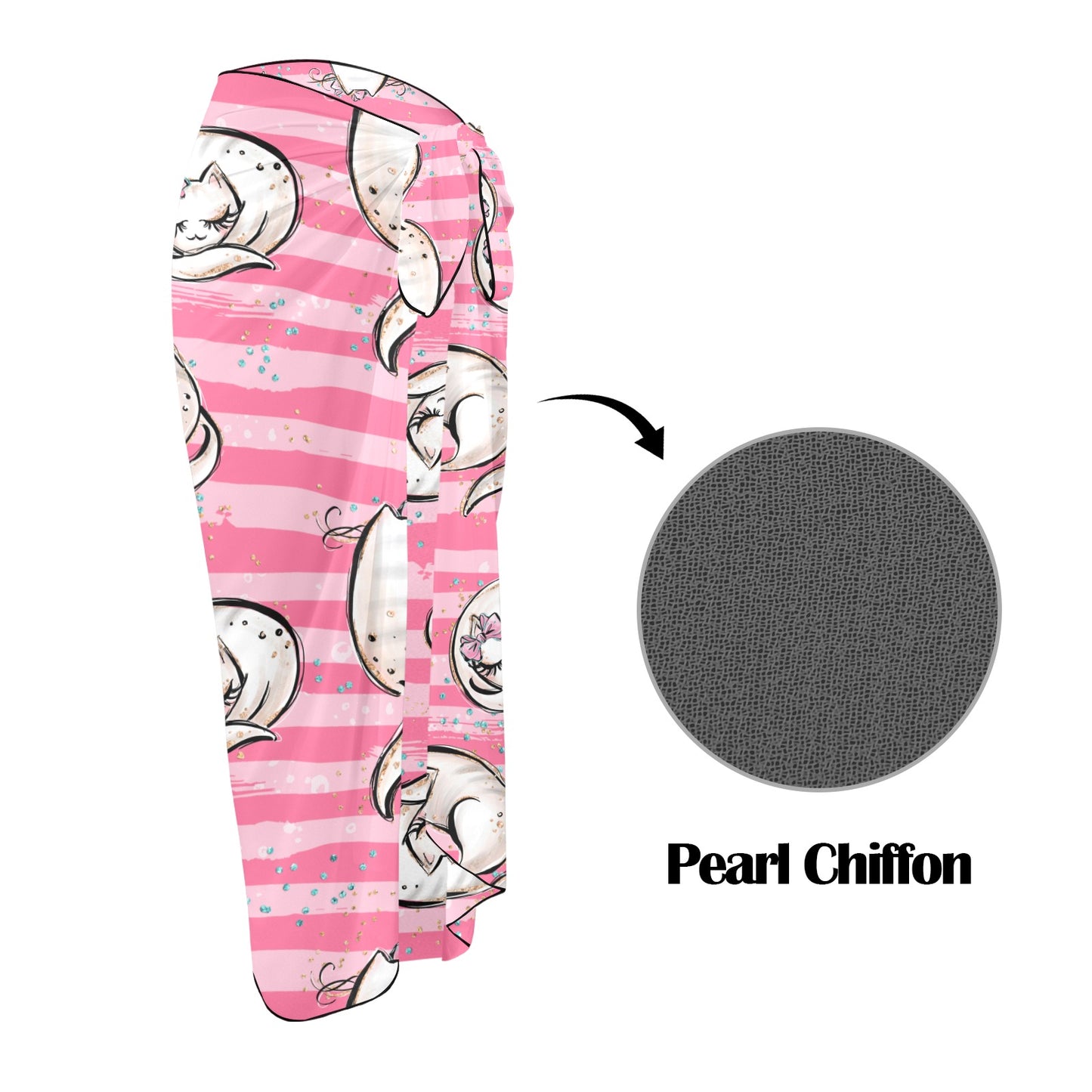 Cats Pink Long Beach Sarong Wrap