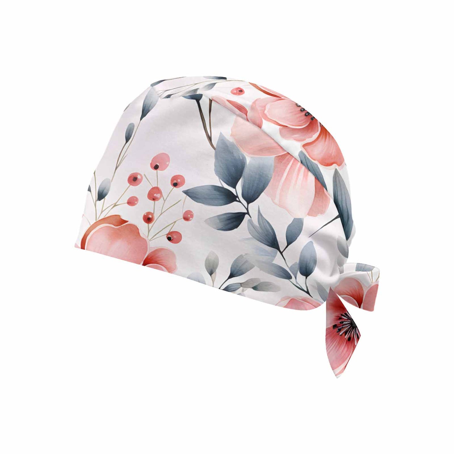 Pink and Grey Floral  Scrub Cap