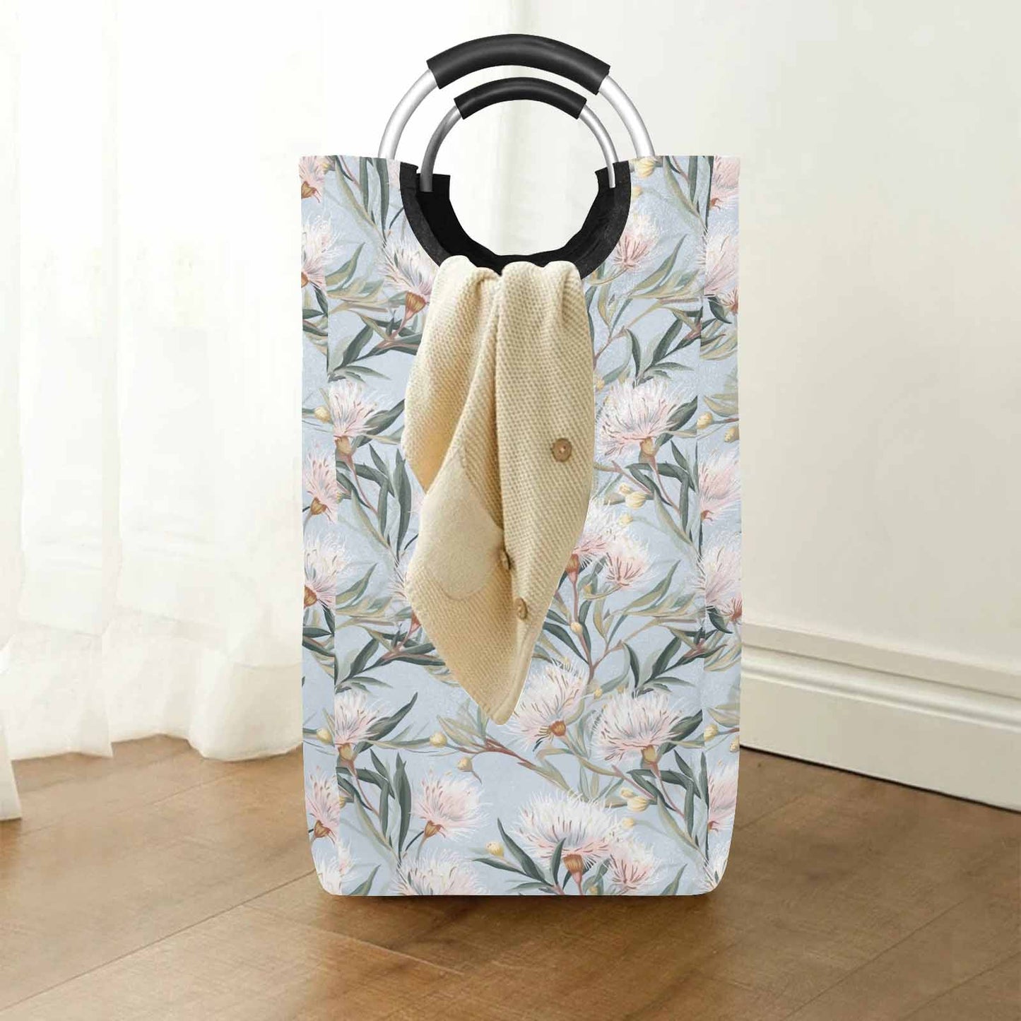 Australian Floral Blue  Square Laundry Basket